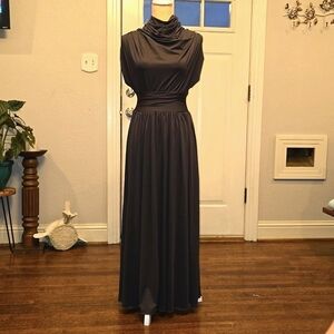 NWT GIMFI High Collared Long Grey Dress Size Medium